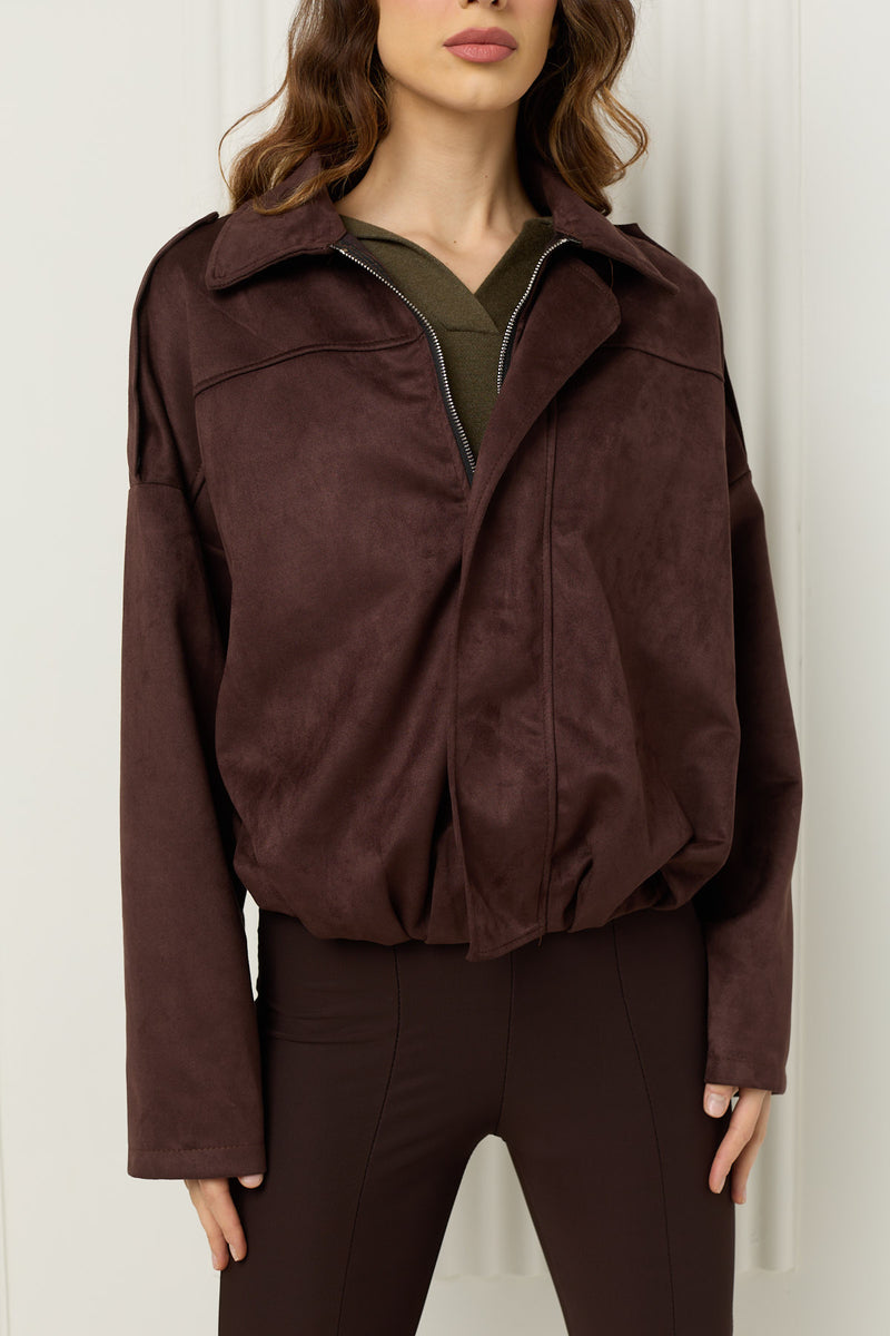 Suede bomber jacket in Brown