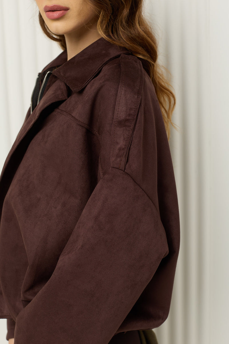 Suede bomber jacket in Brown