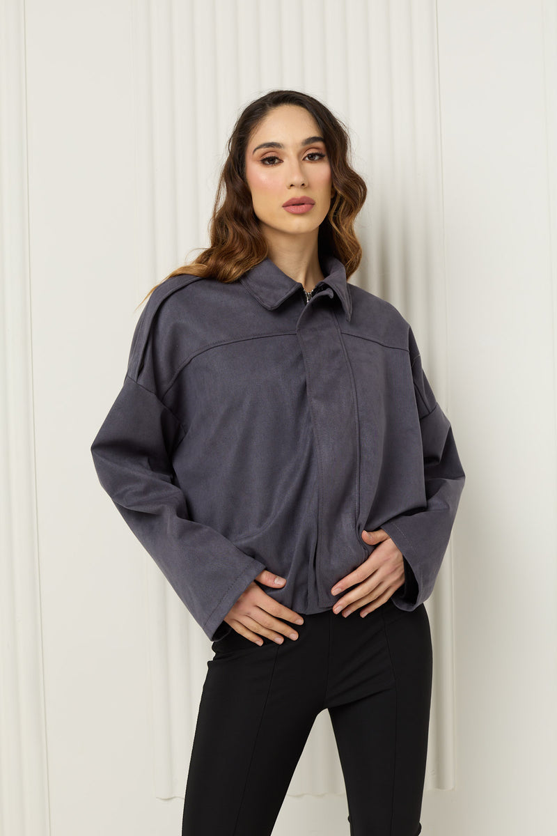 Suede bomber jacket in Grey