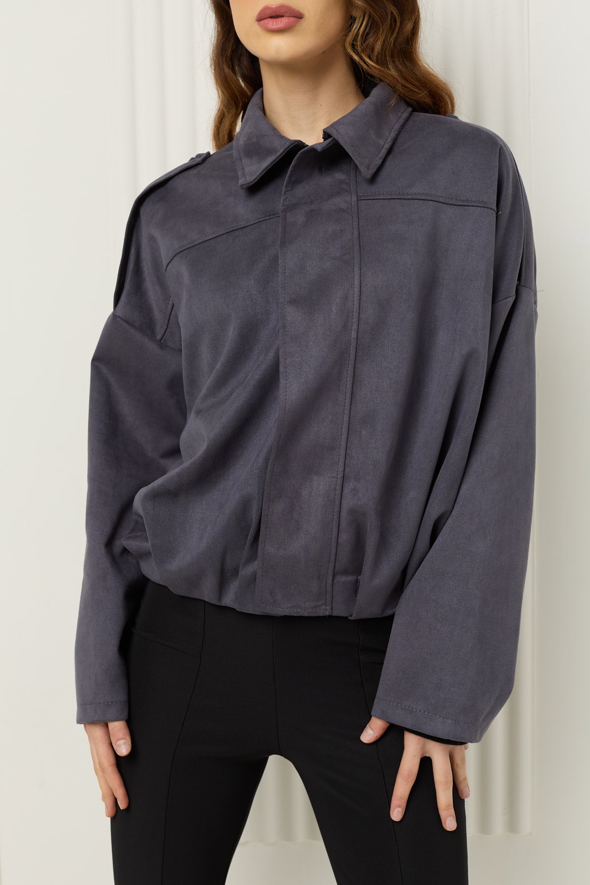 Suede bomber jacket in Grey