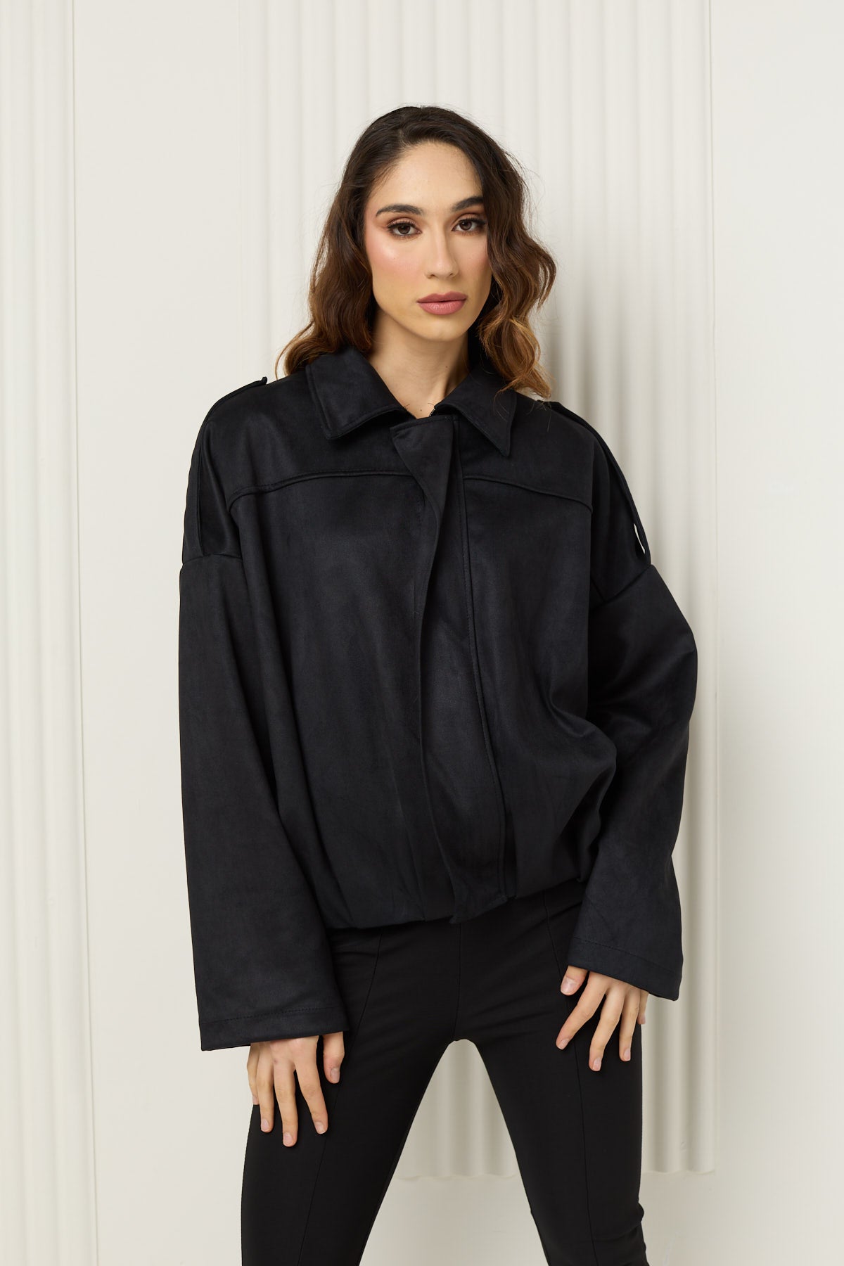 Suede bomber jacket in Black