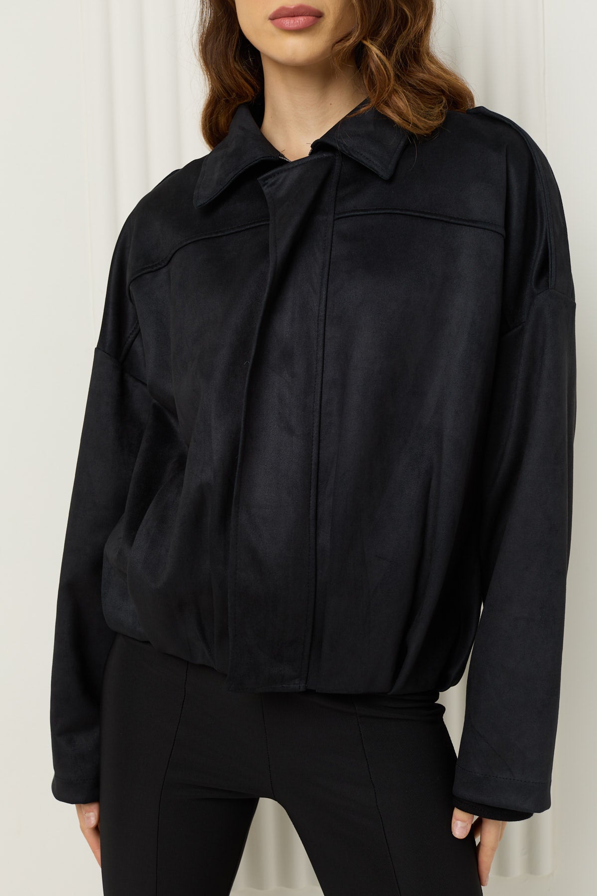 Suede bomber jacket in Black