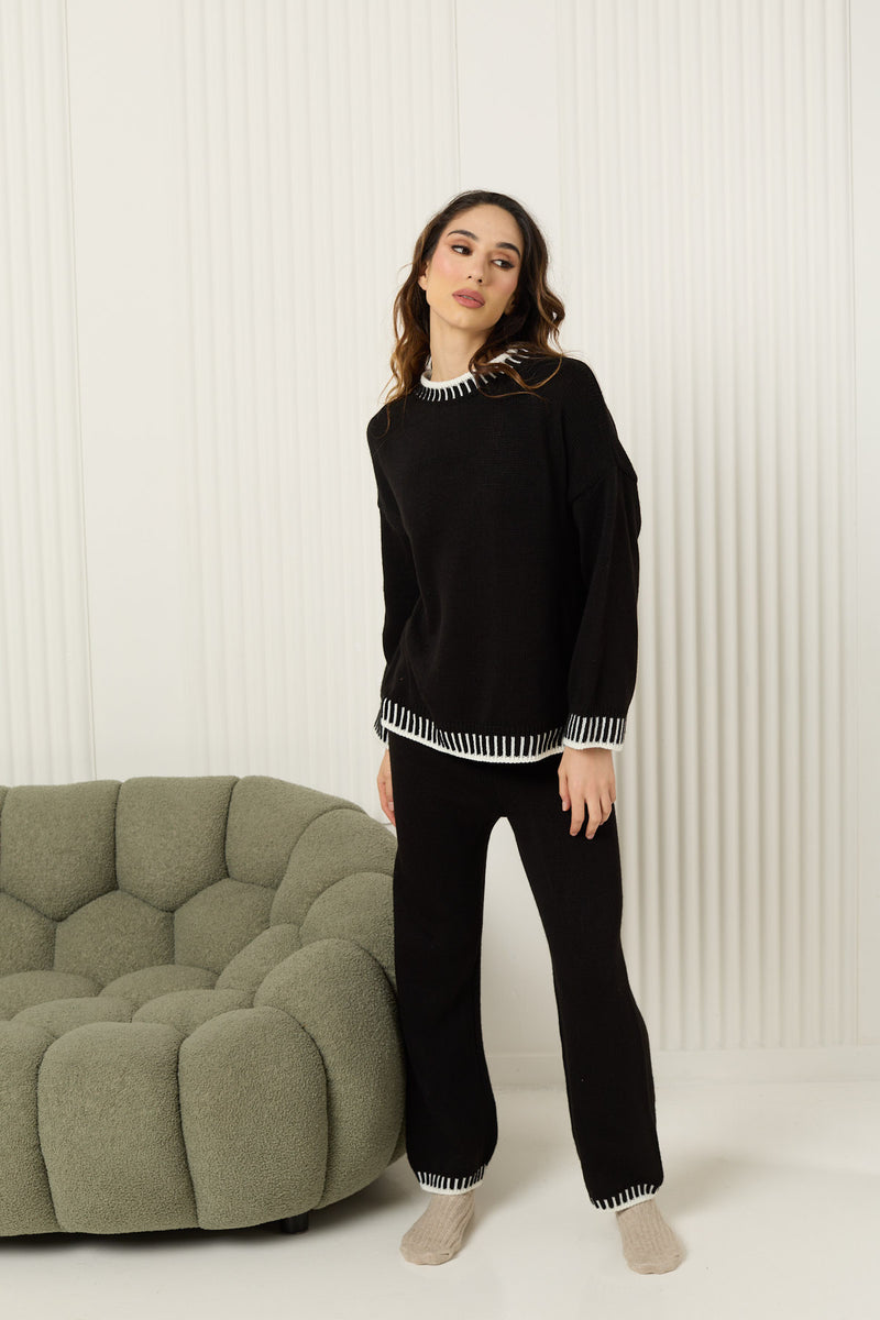 Piano detailed knit co-ord in Black