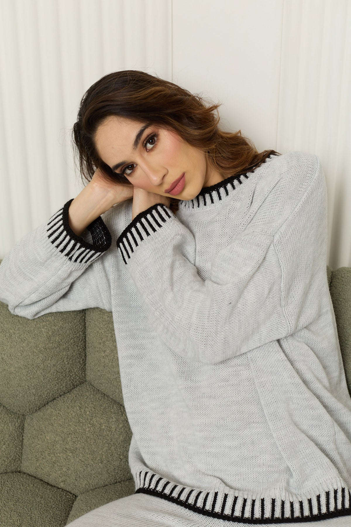 Piano detailed knit co-ord in Grey