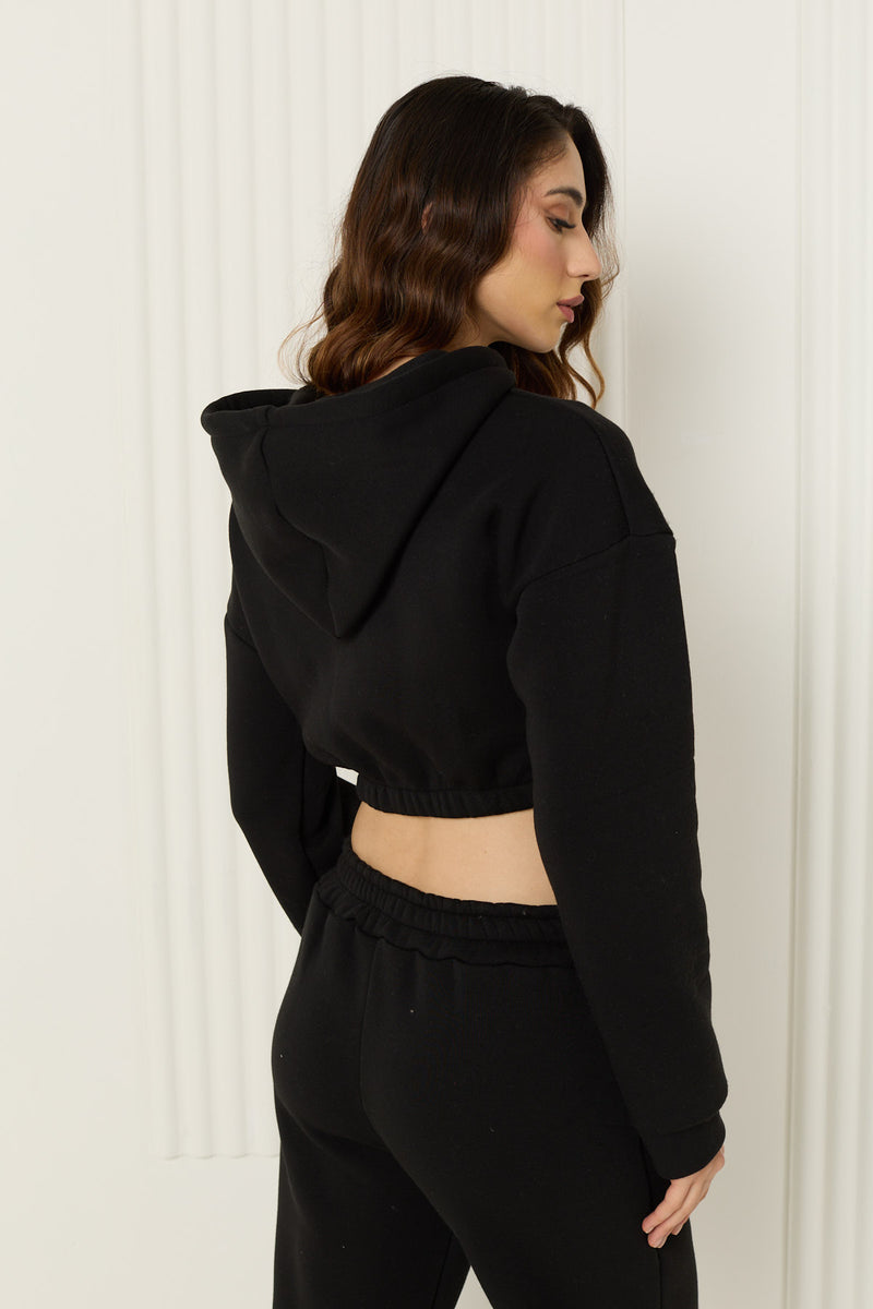 Corset detailed tracksuit in Black
