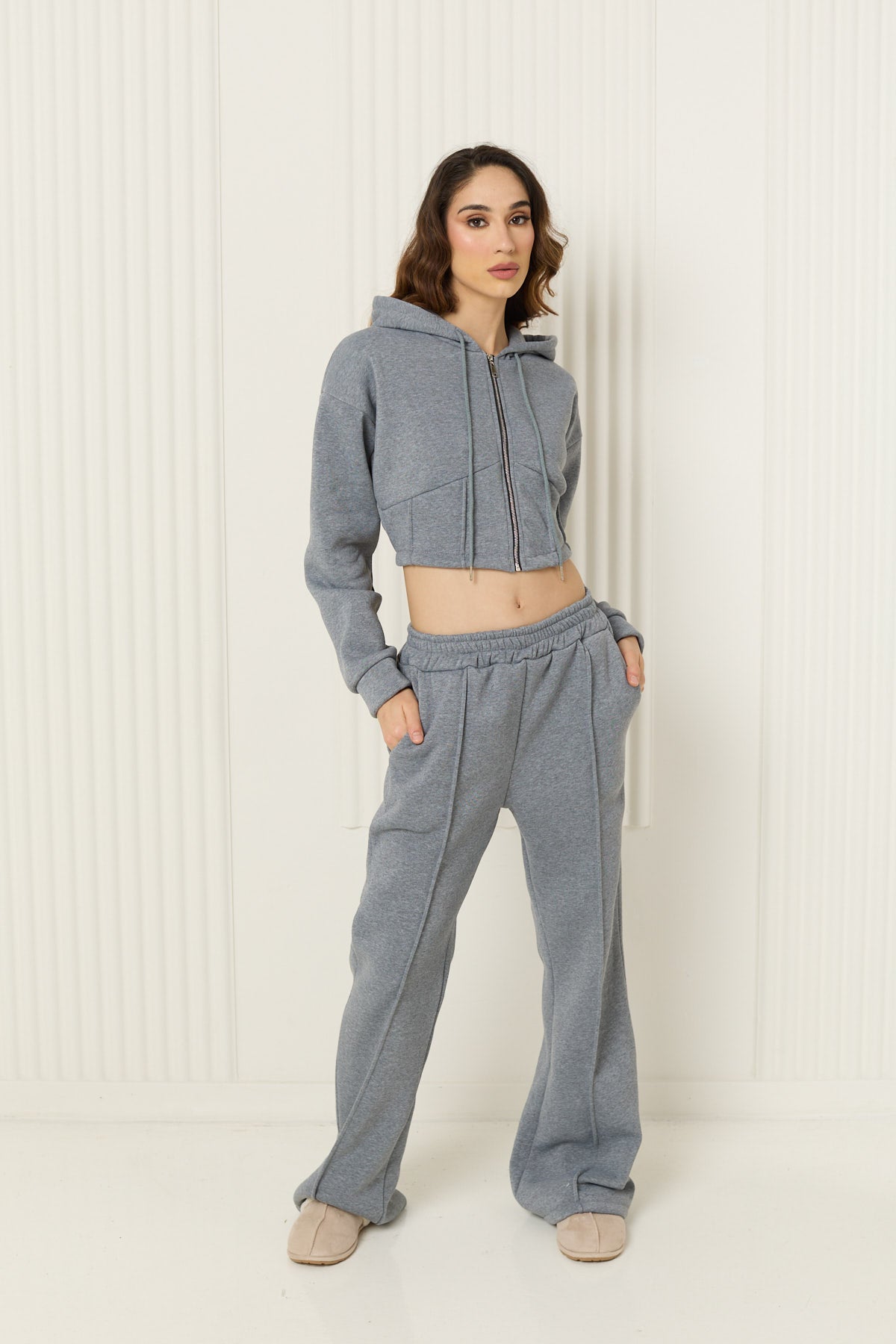 Corset detailed tracksuit in Grey