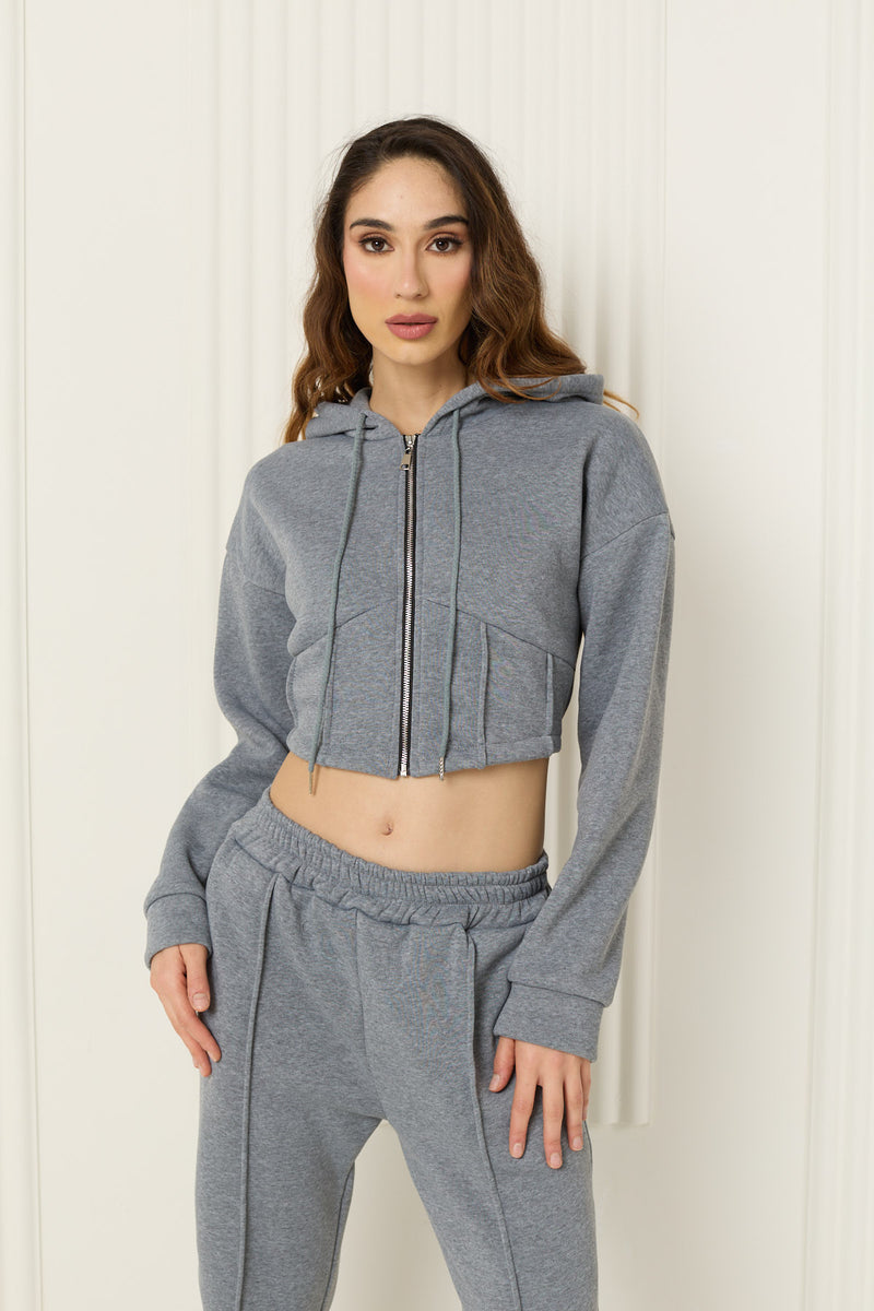 Corset detailed tracksuit in Grey