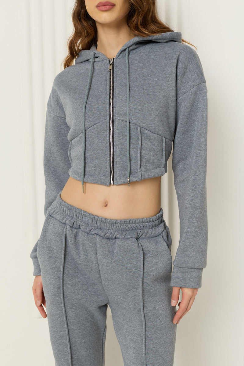Corset detailed tracksuit in Grey