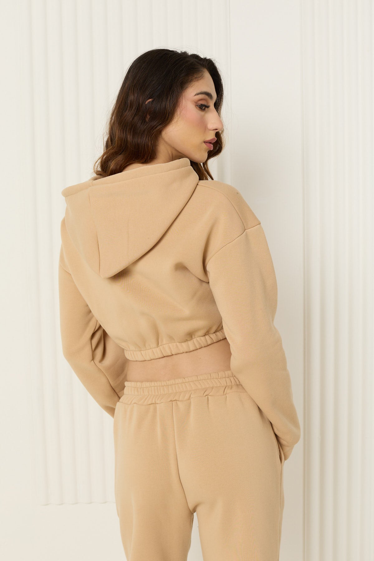 Corset detailed tracksuit in Beige