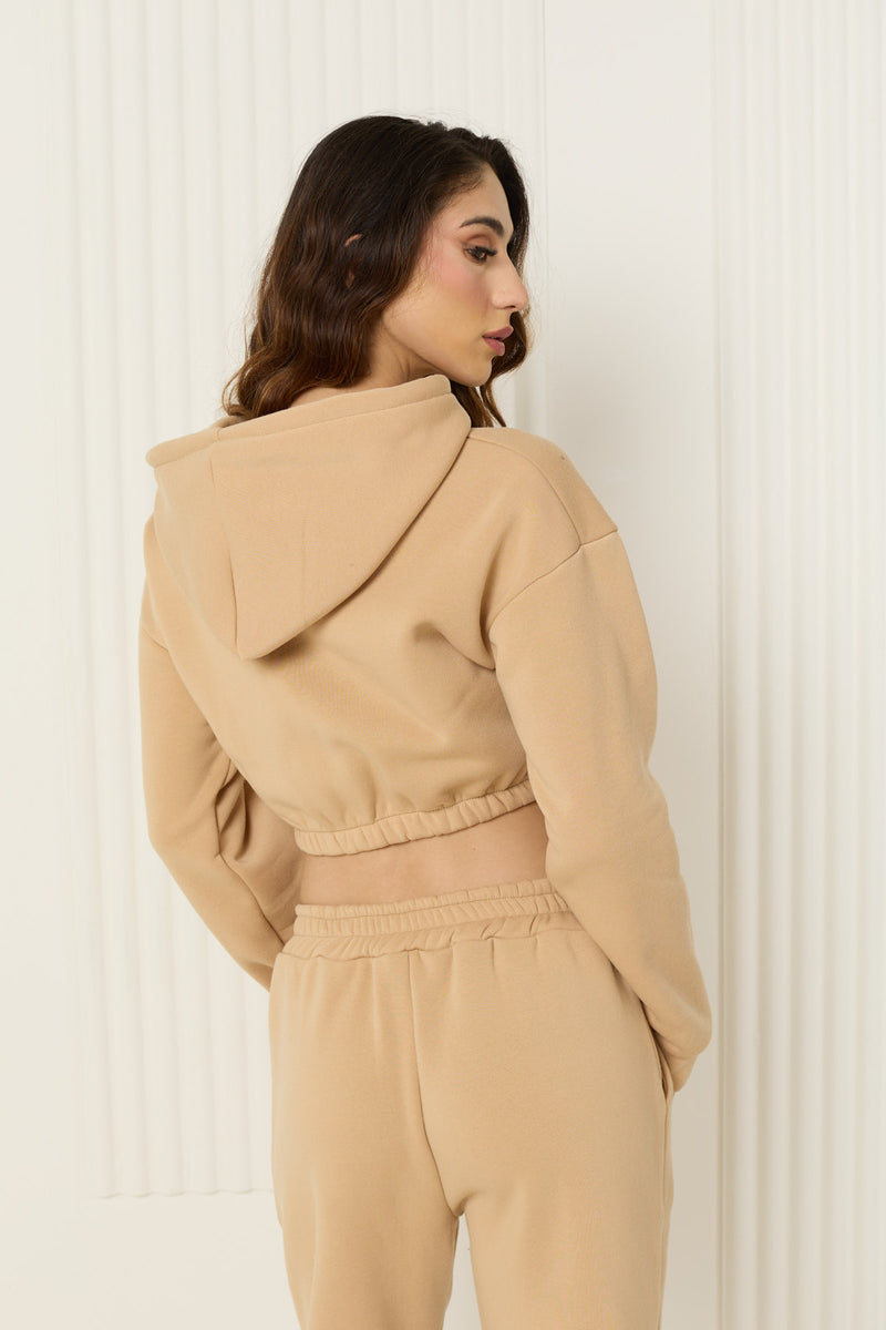 Corset detailed tracksuit in Beige