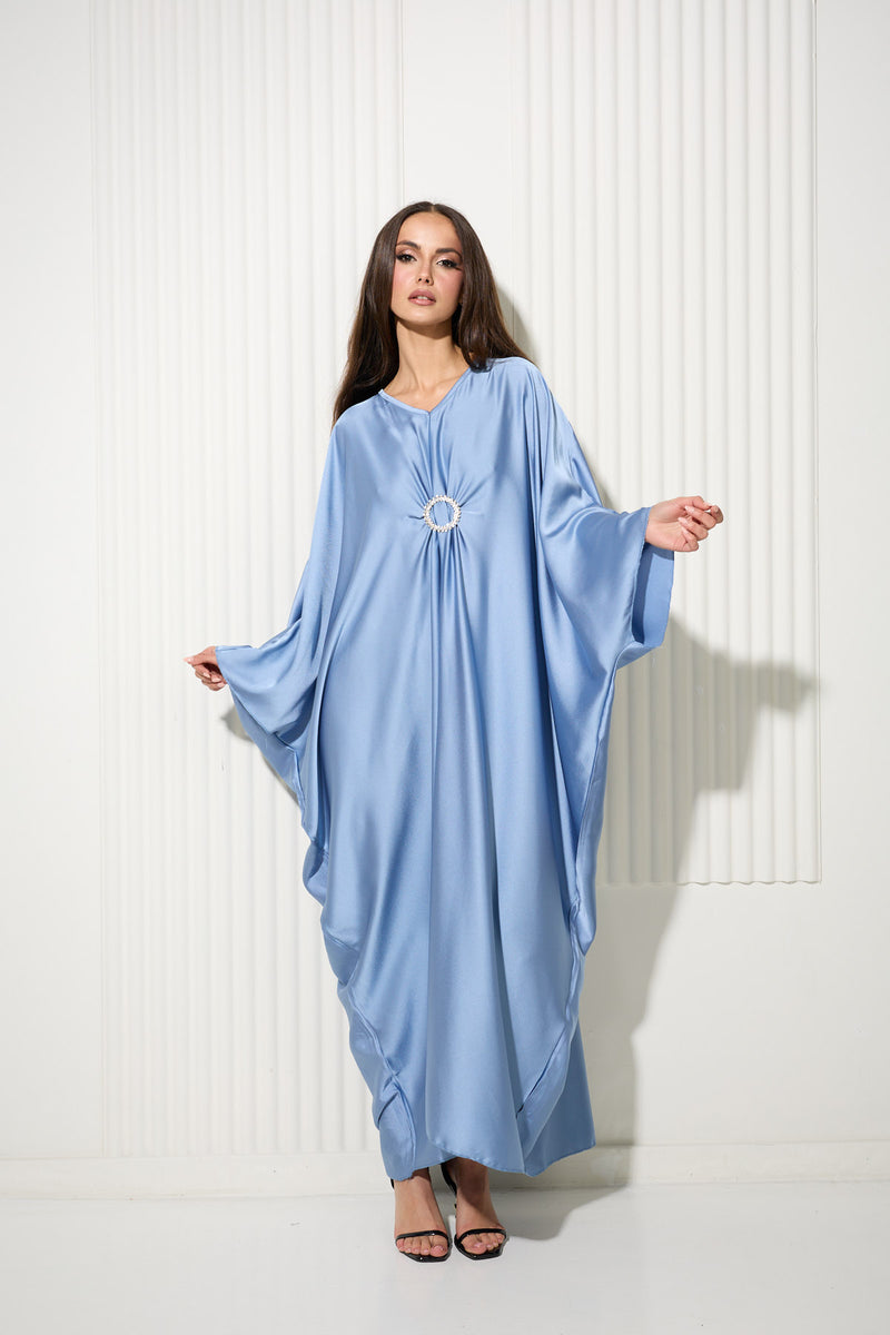 Duck Egg Blue Dress with Central Diamond Gem Detail