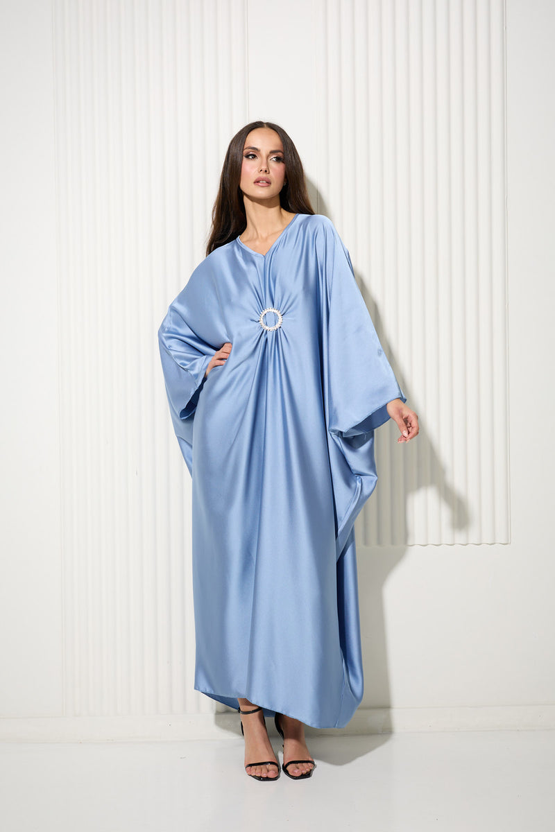 Duck Egg Blue Dress with Central Diamond Gem Detail