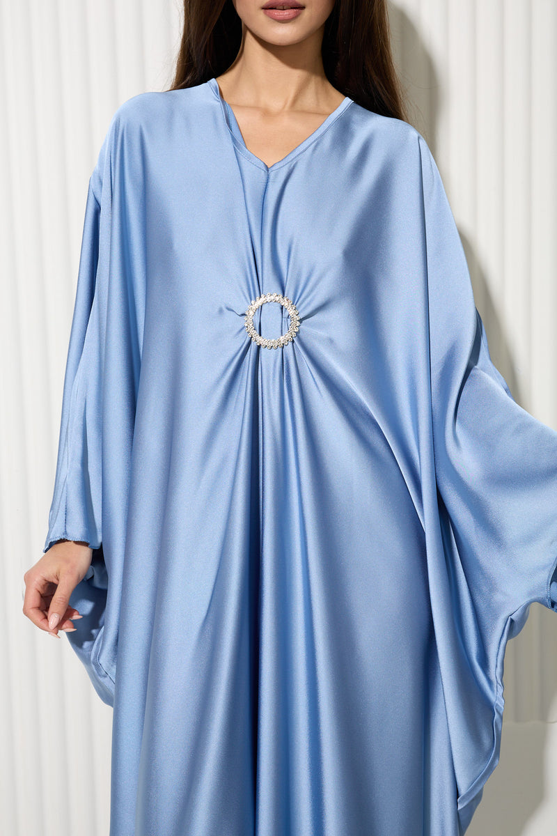 Duck Egg Blue Dress with Central Diamond Gem Detail