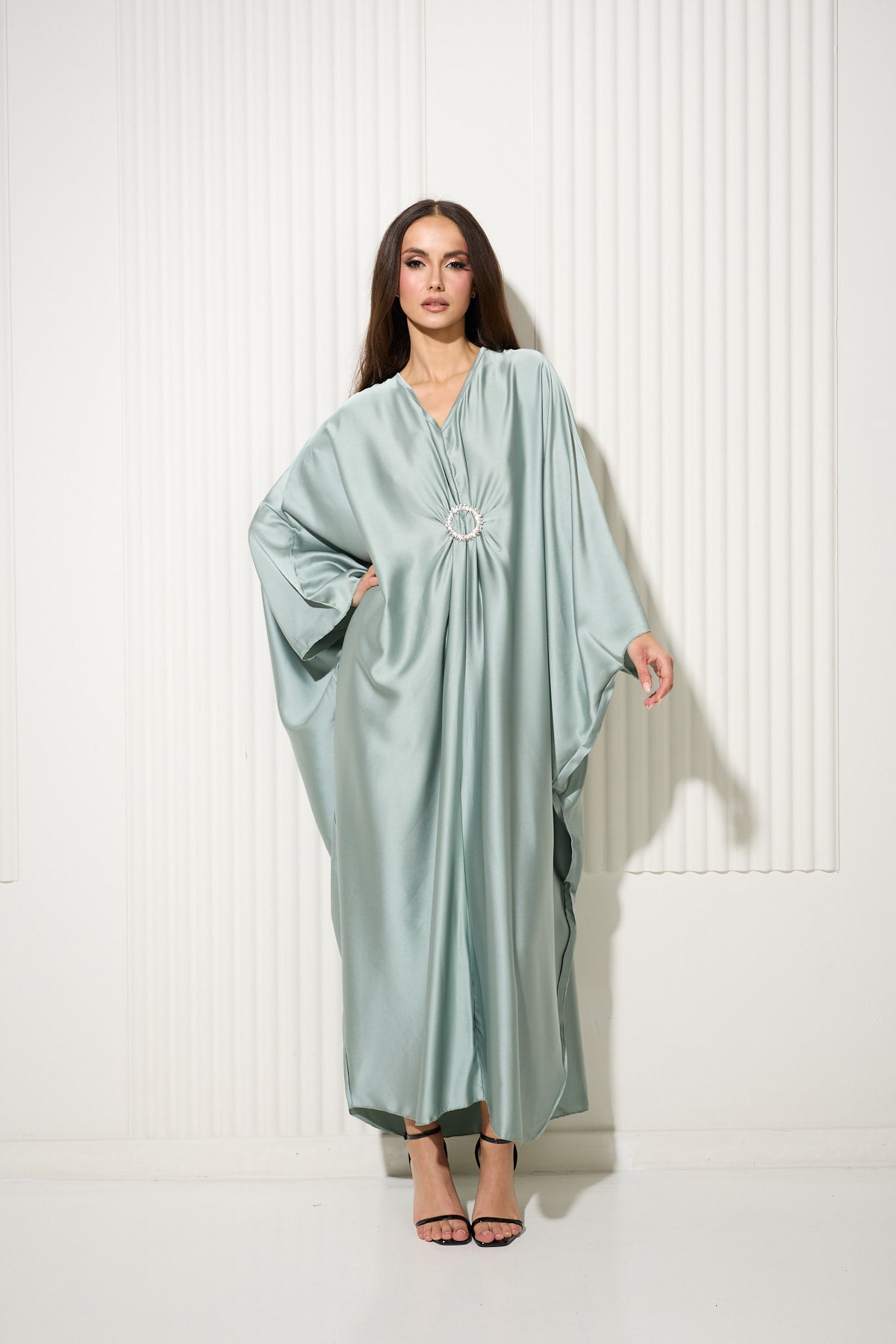 Mint Green Dress with Central Diamond Gem Detail