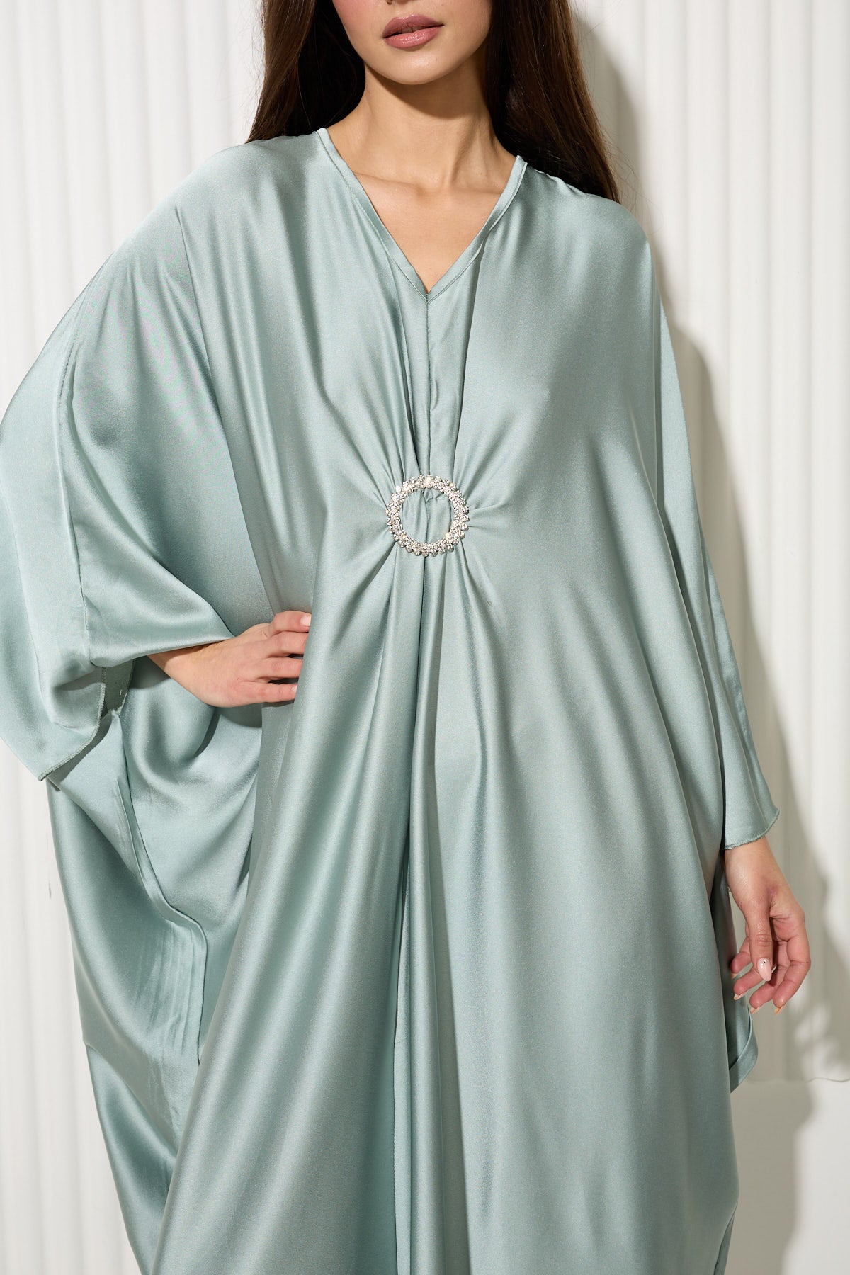 Mint Green Dress with Central Diamond Gem Detail
