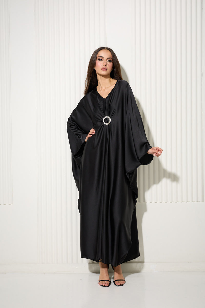 Black Dress with Central Diamond Gem Detail