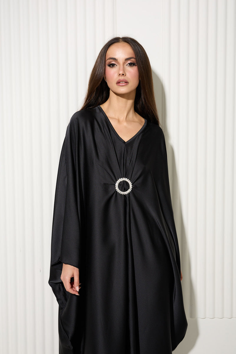 Black Dress with Central Diamond Gem Detail