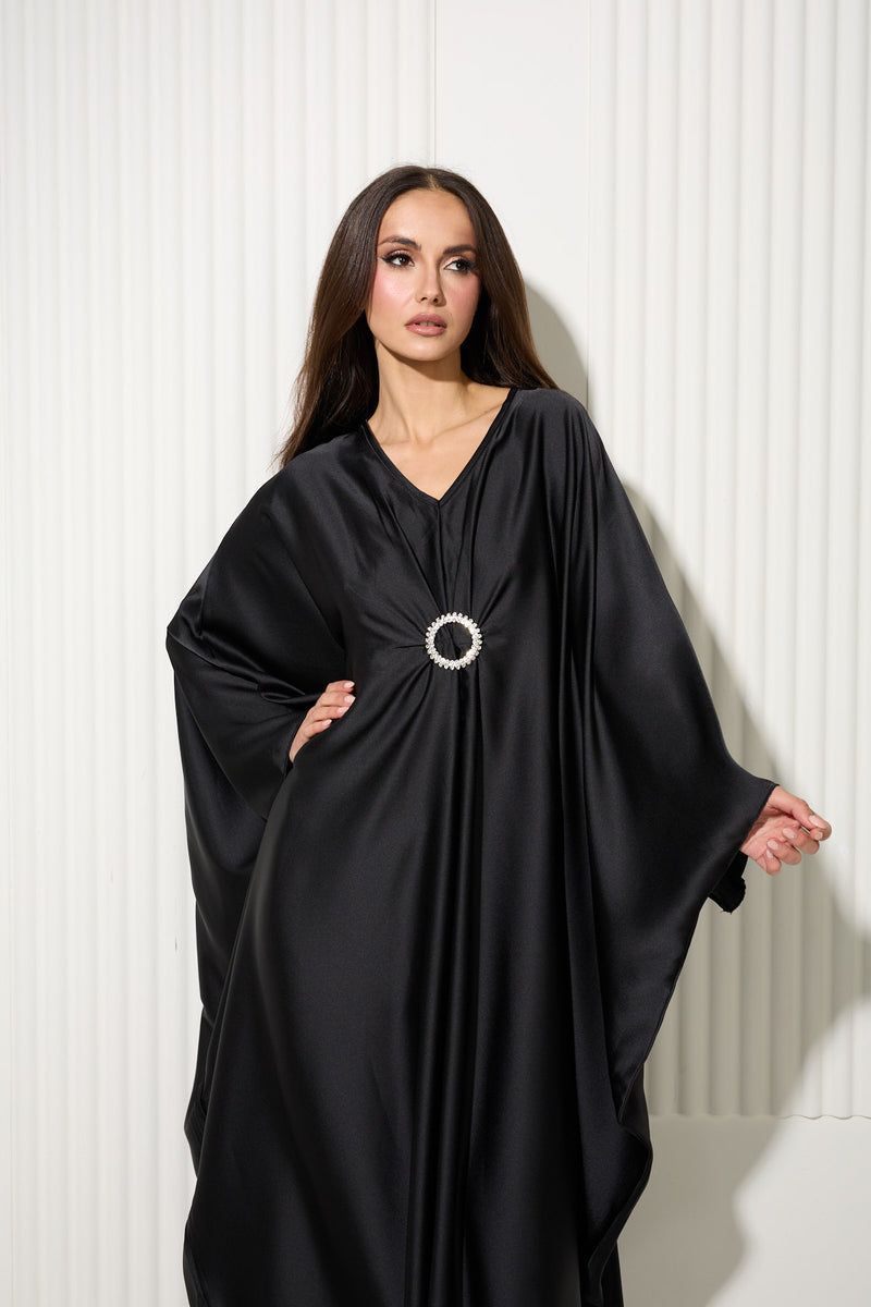 Black Dress with Central Diamond Gem Detail