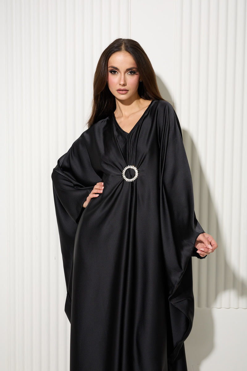 Black Dress with Central Diamond Gem Detail