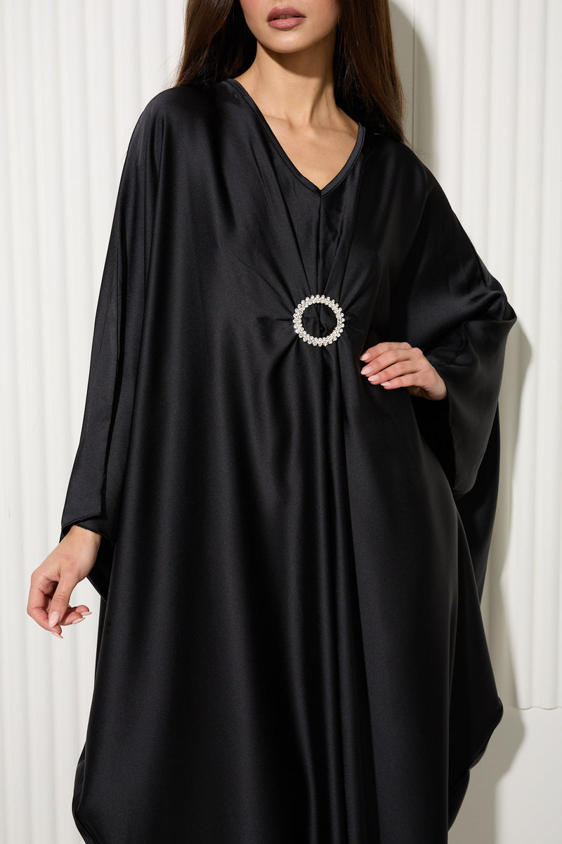Black Dress with Central Diamond Gem Detail