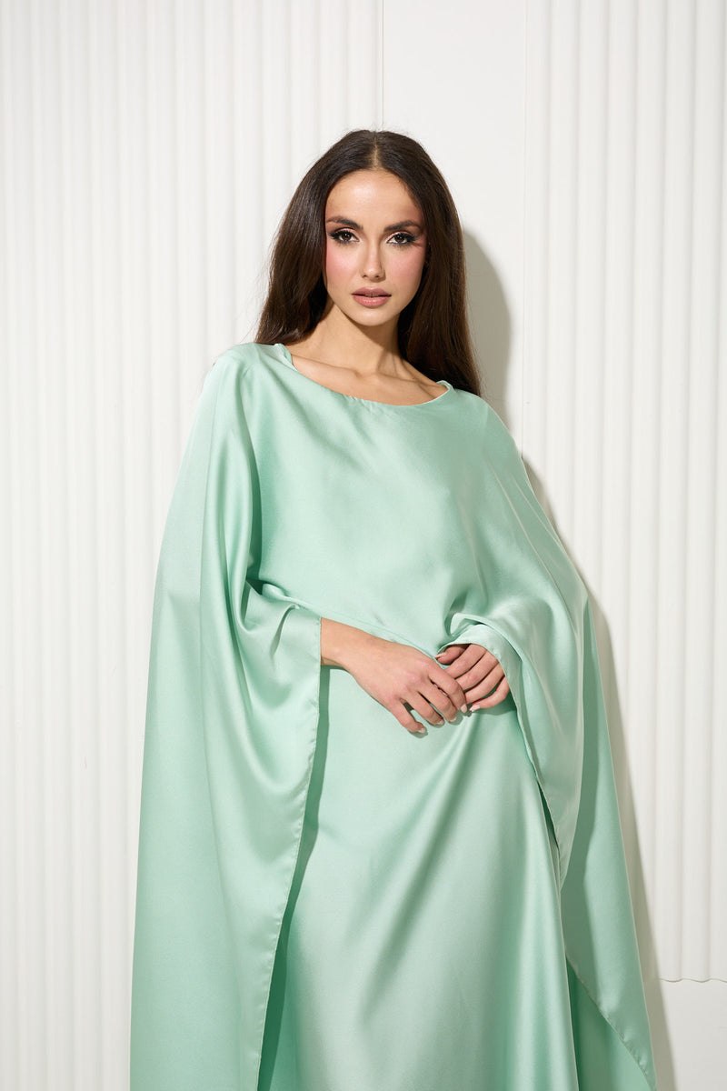 Mint Green Butterfly Dress with Attached Front Cape