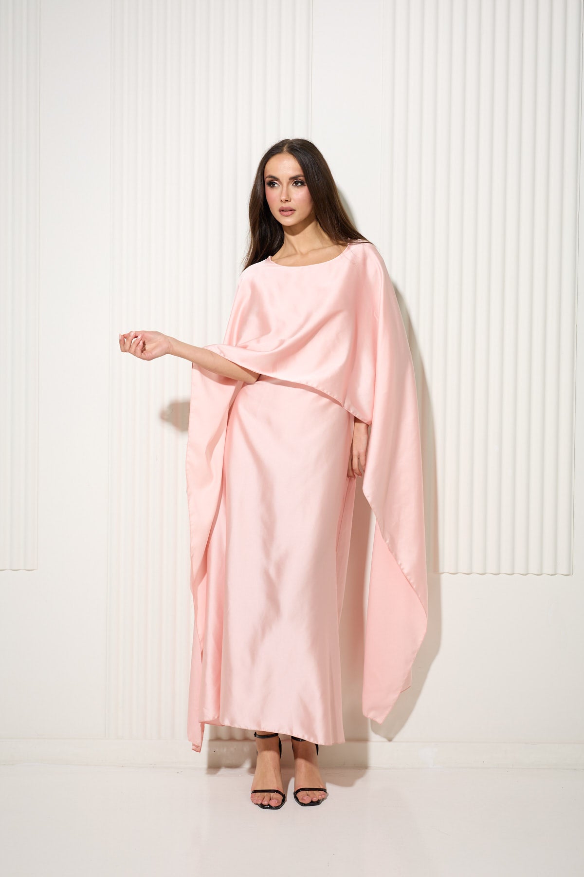 Baby Pink Butterfly Dress with Attached Front Cape