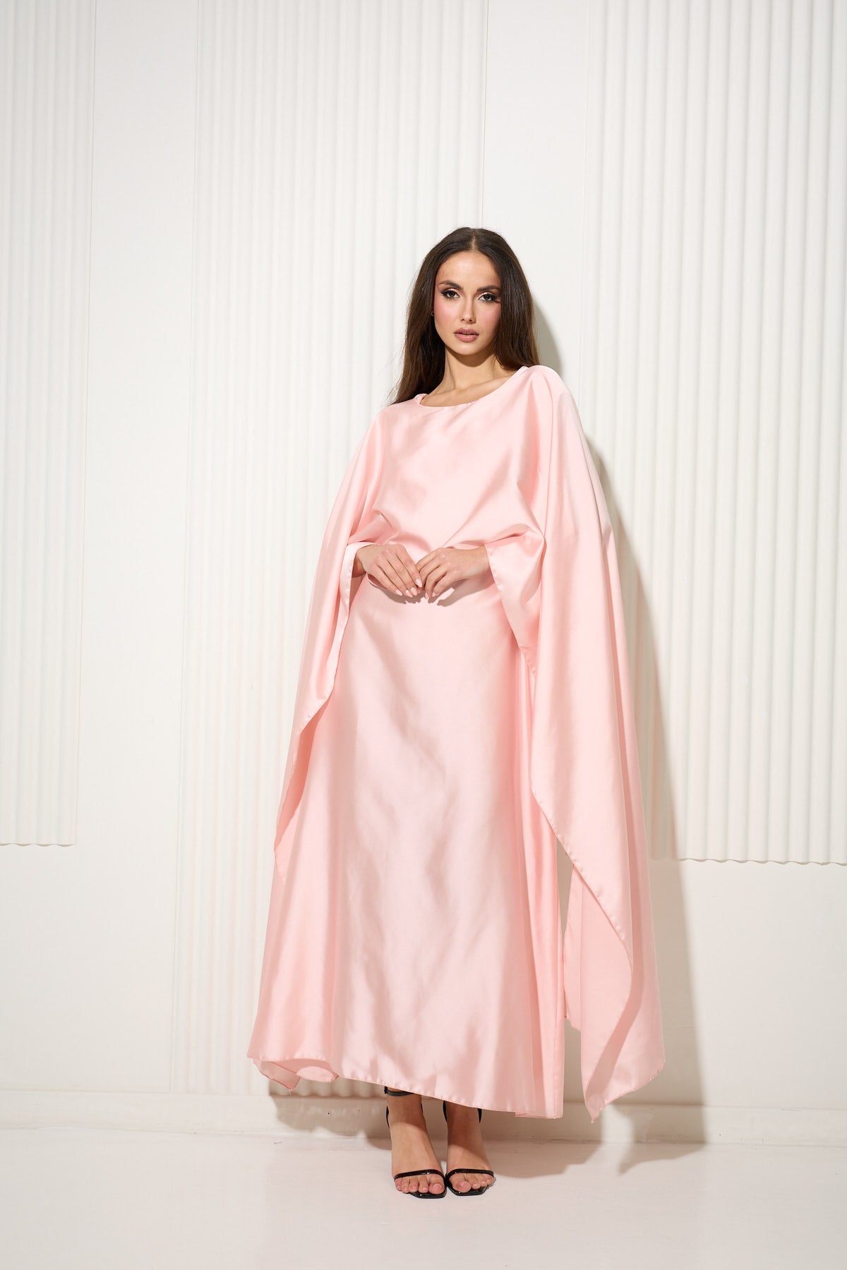 Baby Pink Butterfly Dress with Attached Front Cape