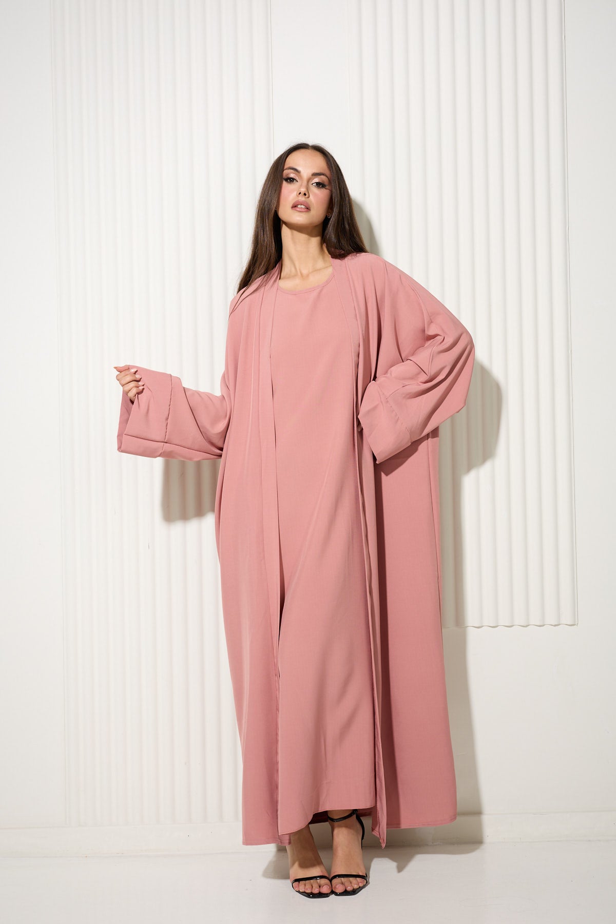 Pink Two Piece Vest Dress and Matching Kimono Set