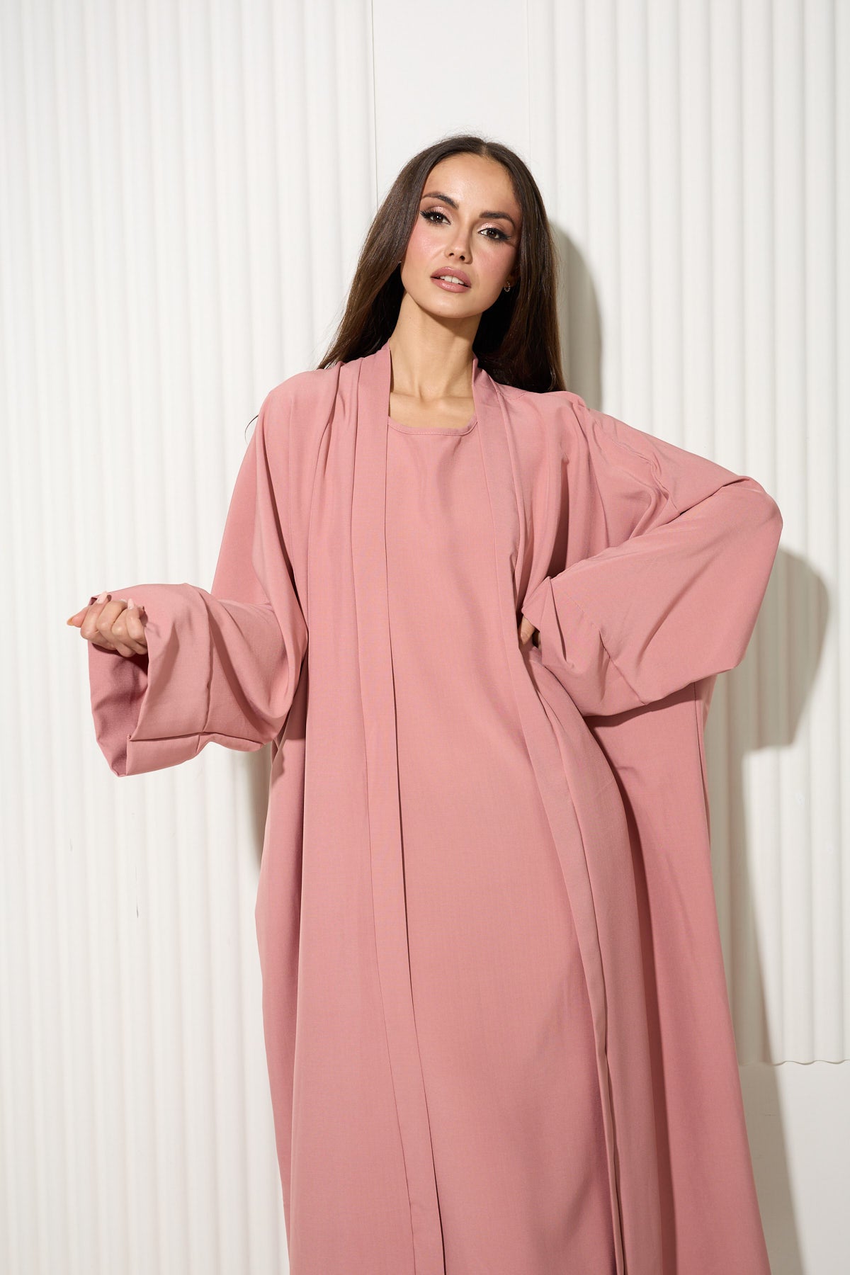 Pink Two Piece Vest Dress and Matching Kimono Set