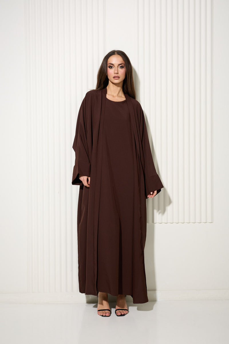 Chocolate Two Piece Vest Dress and Matching Kimono Set