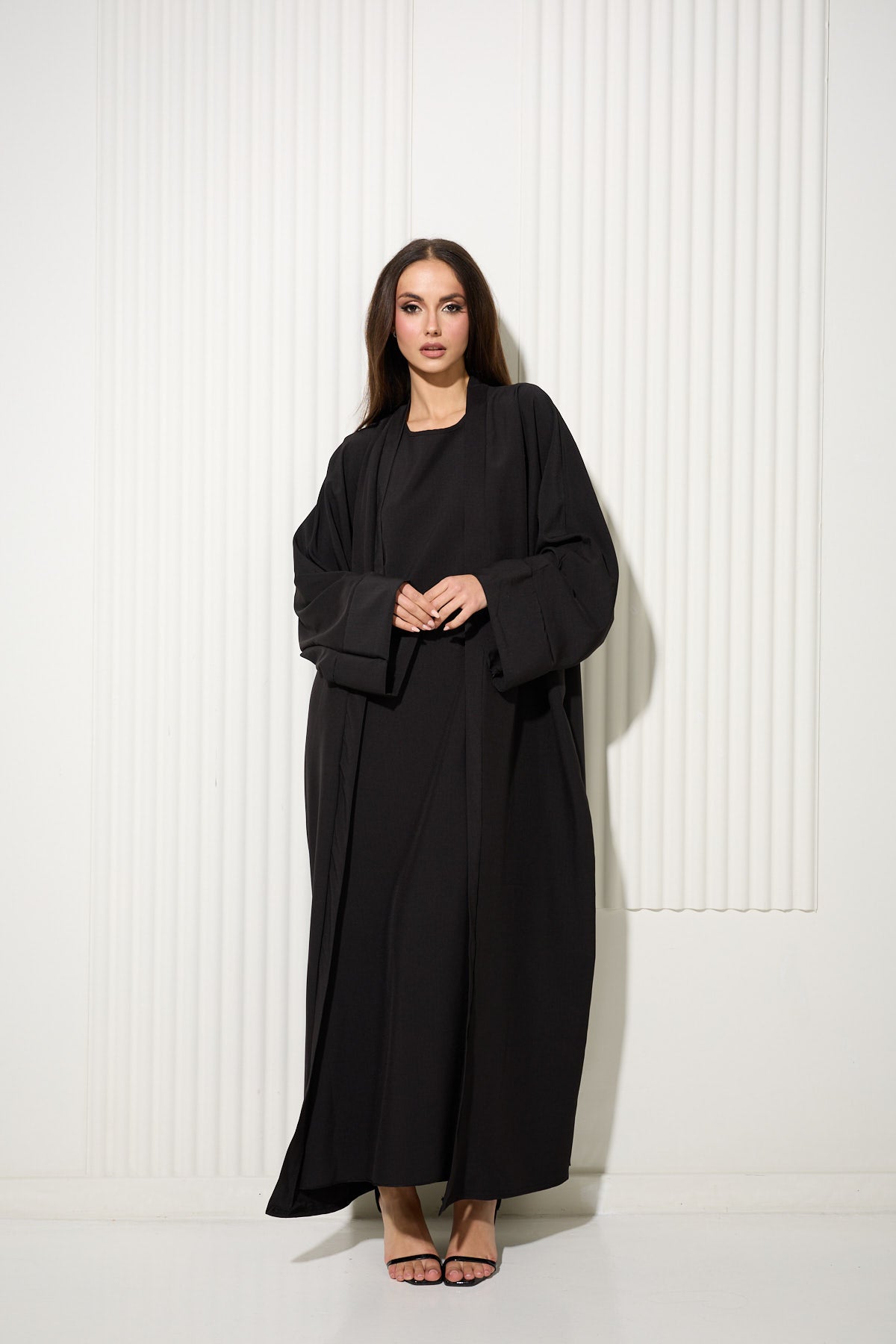 Black Two Piece Vest Dress and Matching Kimono Set