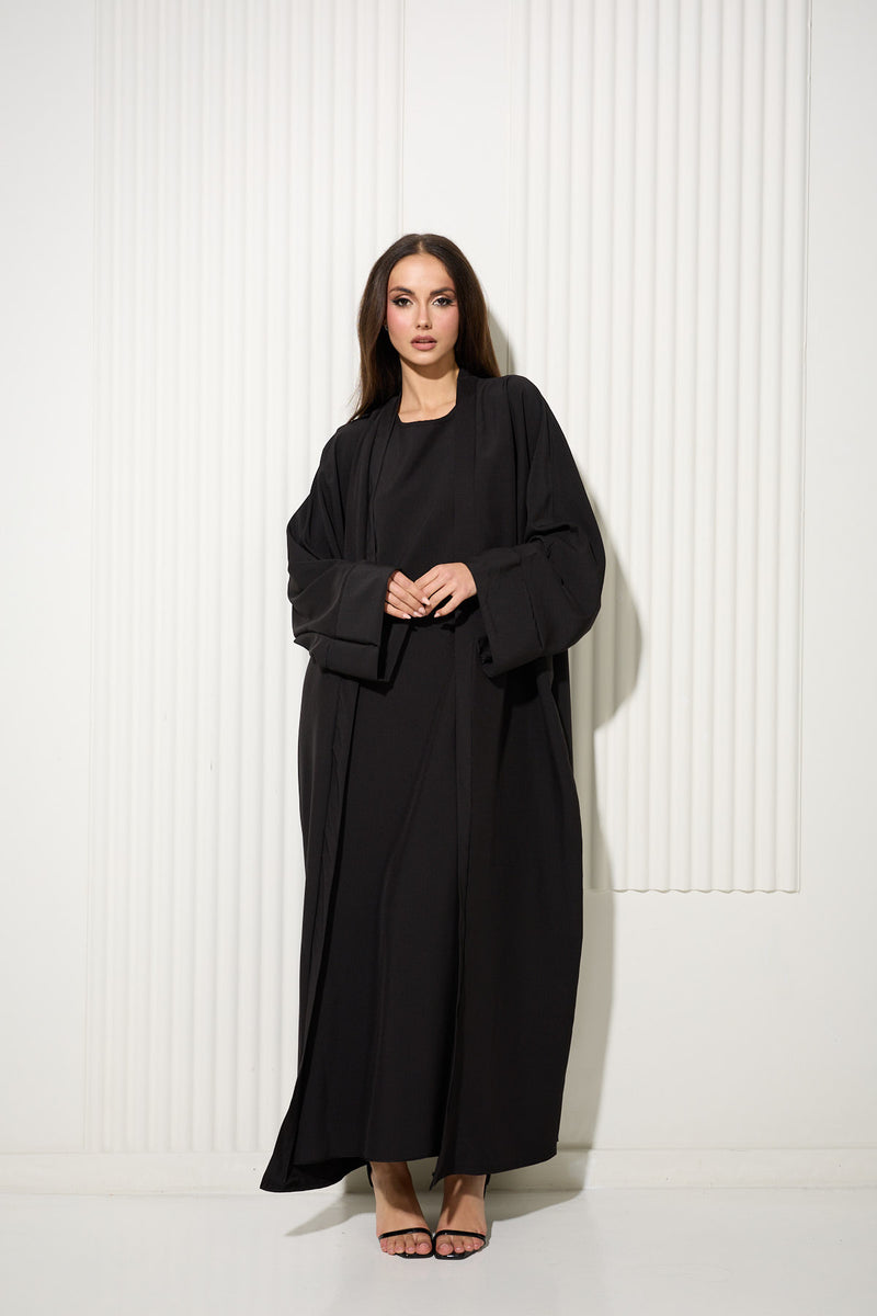 Black Two Piece Vest Dress and Matching Kimono Set