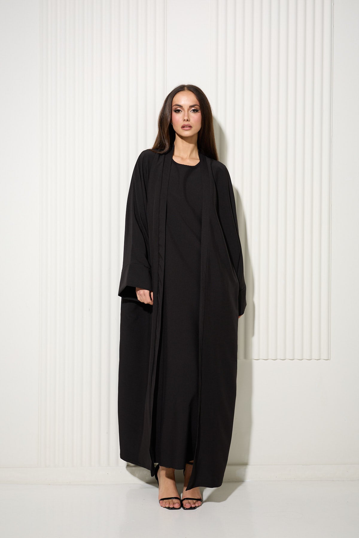 Black Two Piece Vest Dress and Matching Kimono Set