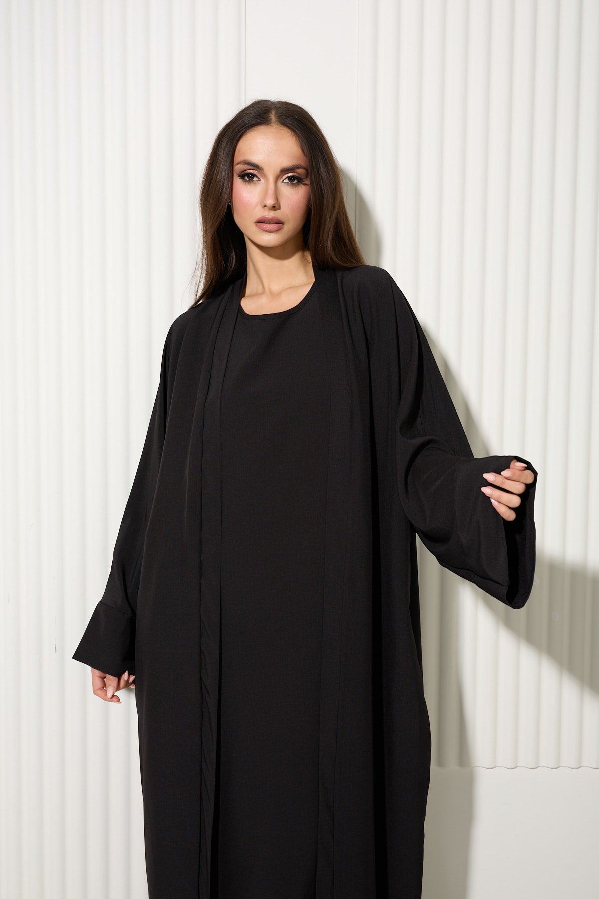 Black Two Piece Vest Dress and Matching Kimono Set