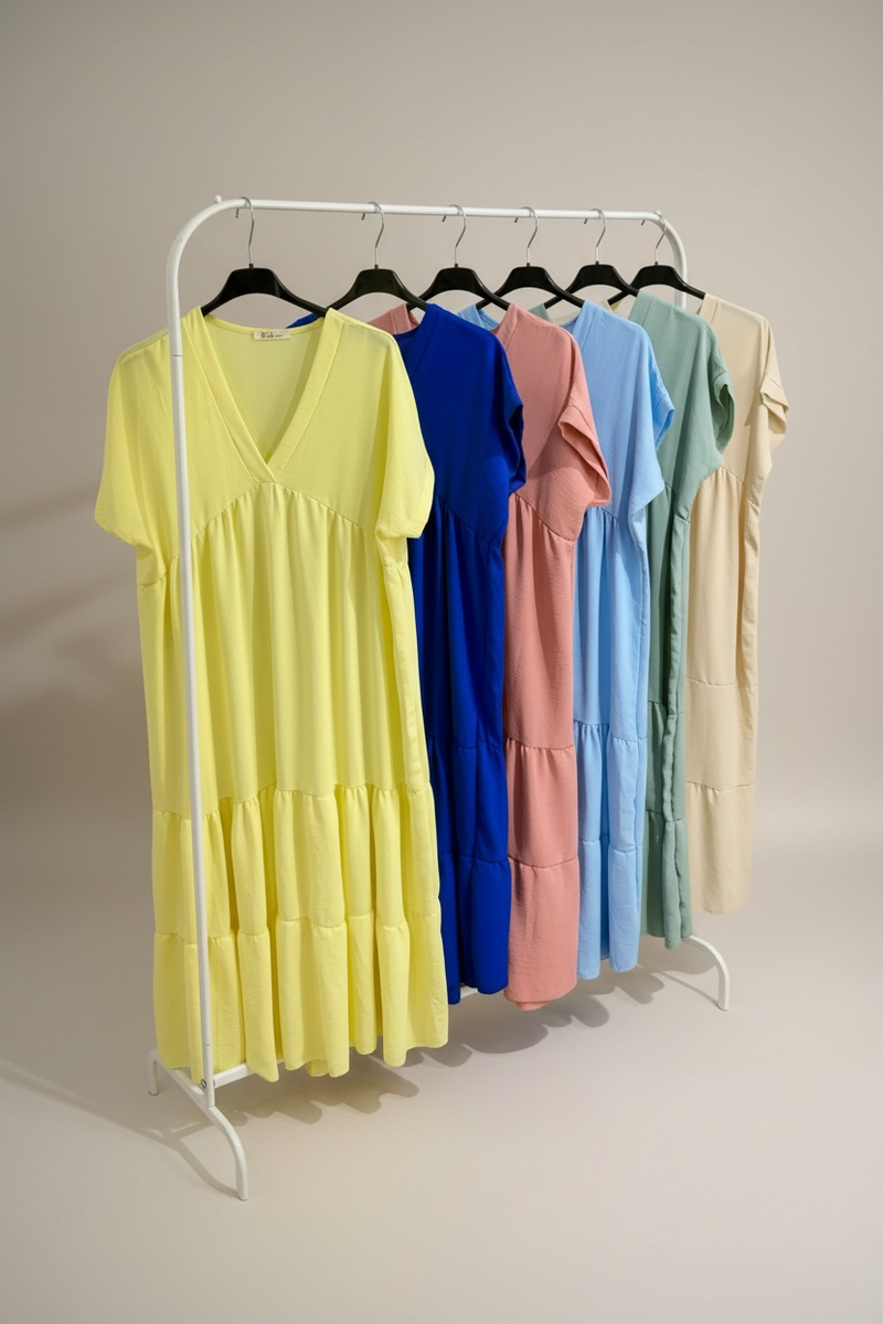 V-Neck Smock Maxi Dress