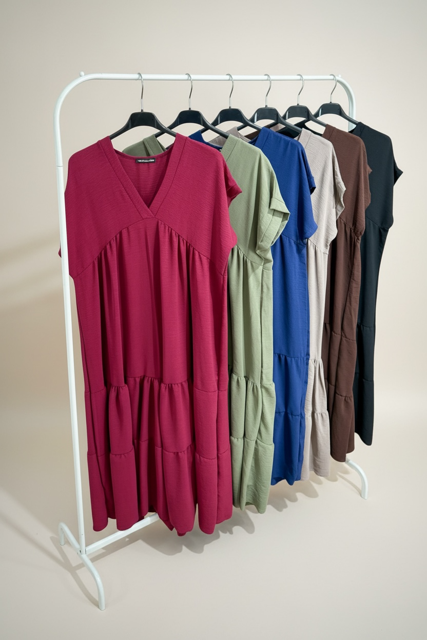V-Neck Smock Maxi Dress