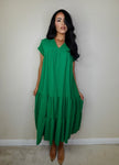 V Neck Smock Maxi Dress