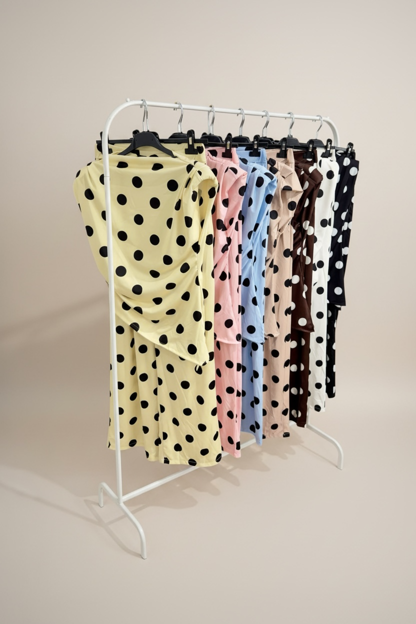 Polka Dot Puff Shoulder Co-Ord Set