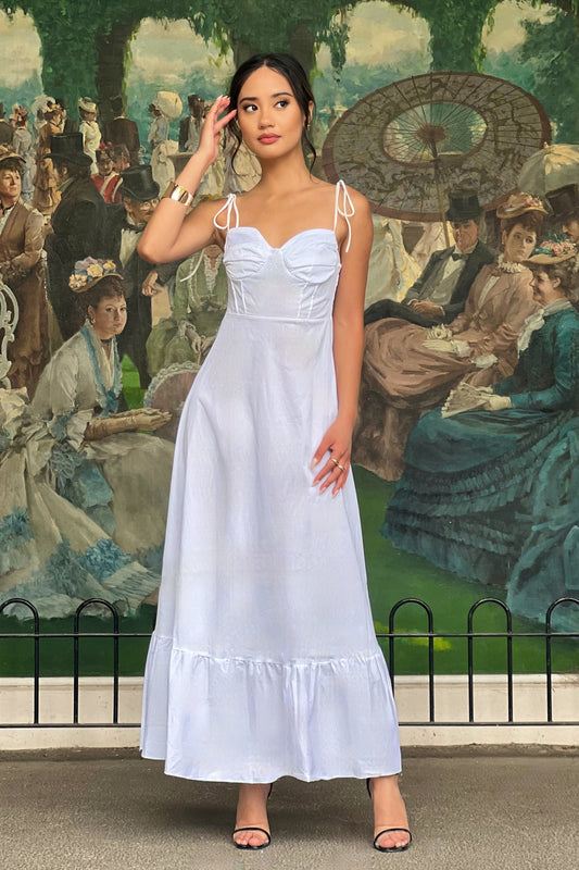 Tie strap maxi dress in White