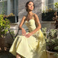 Milkmaid midi dress in Yellow