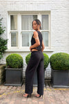 Textured button vest co ord in Black