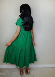 V Neck Smock Maxi Dress