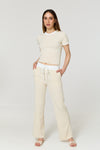 Contrast ribbed co-ord in Beige