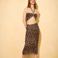 Chiffon skirt set in dark leopard print
