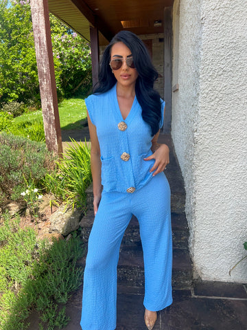 Gold Button Textured Co-ord
