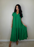 V Neck Smock Maxi Dress