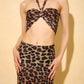 Chiffon skirt set in dark leopard print