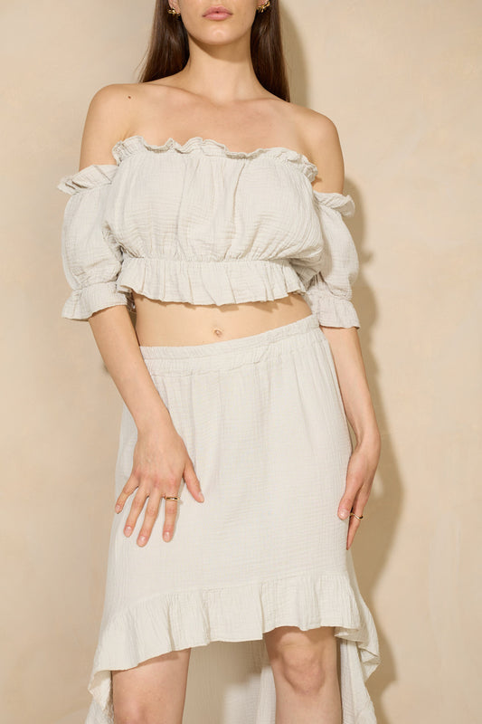 Gypsy skirt top co-ord in Beige