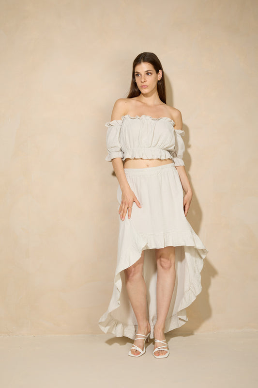 Gypsy skirt top co-ord in Beige