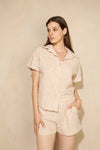 Floral design shirt short set in Beige